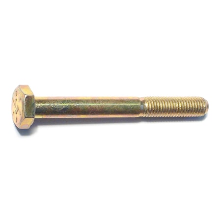 Midwest Fastener Grade 8, 1/4"-28 Hex Head Cap Screw, Zinc Yellow Steel, 2-1/4 in L, 50 PK 51624